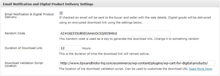 Email Notification and Digital Product Delivery Settings