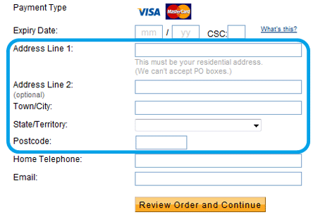Shipping Address Collection When Paying using a Credit Card