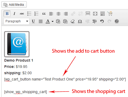 simple cart wp editor content example