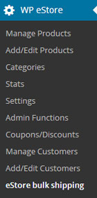 screenshot showing how to access the estore bulk quantity shipping addon menu