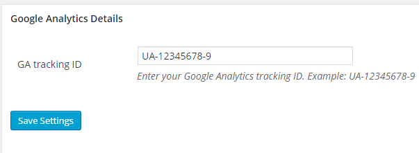 screenshot showing the eStore google analytics tracking addon settings