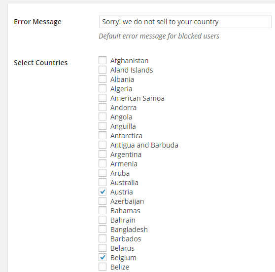 screenshot showing how to select countries to block