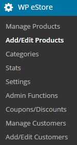 screenshot showing how to add a new product in the wp estore plugin