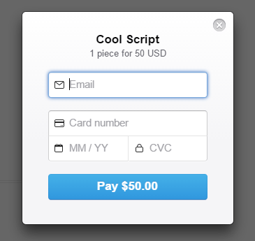 screenshot showing the stripe payment window