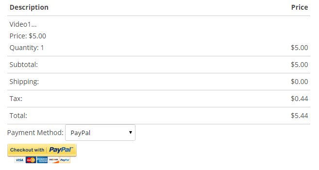 screenshot showing taxcloud checkout process using eStore