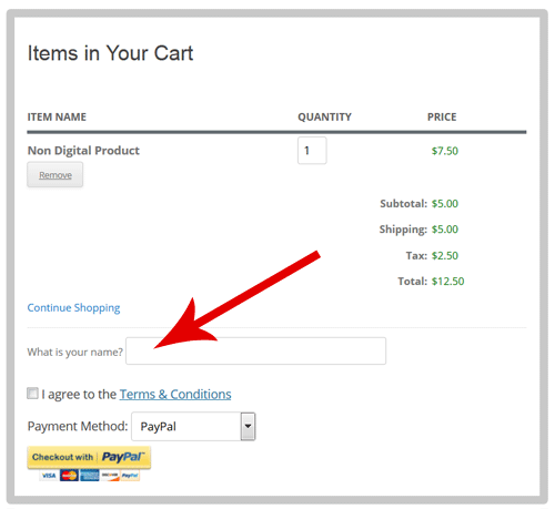 estore-cart-with-customer-input-field-example