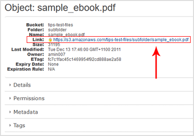 getting-amazon-s3-file-object-link-url-value