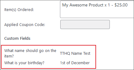 Custom field value in customer notifications