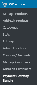 screenshot of payment gateway bundle settings