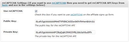 reCAPTCHA Settings