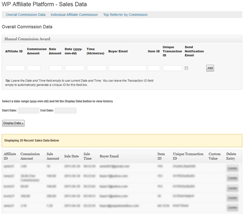 affiliate sales data