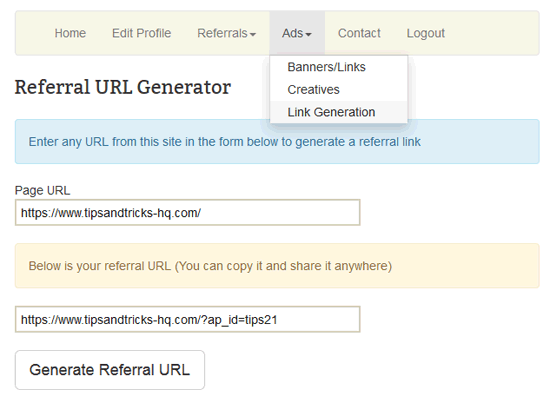 affiliate-link-generation-tool-interface