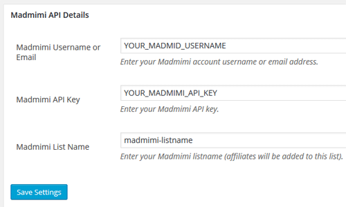 wp-affiliate-madmimi-integration-settings