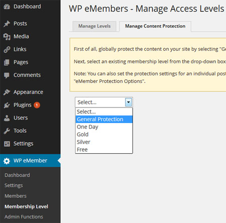 WP eMember Content Protection Management