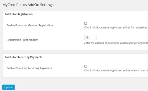 mycred-points-integration-addon-settings