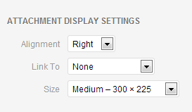 media attachment display settings screen