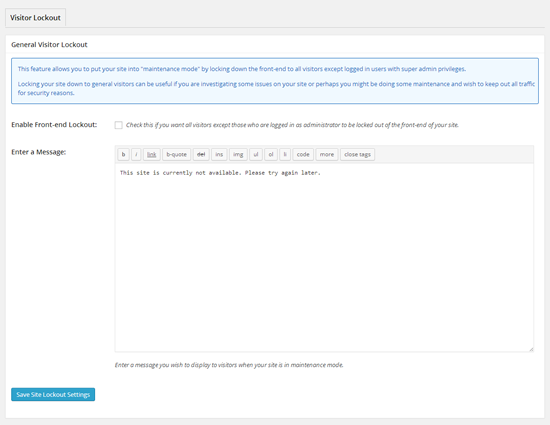 All In One WP Security Maintenance Mode