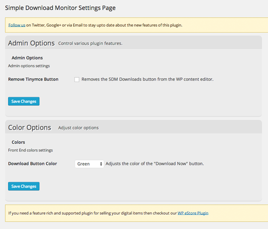 Simple Download Monitor Settings