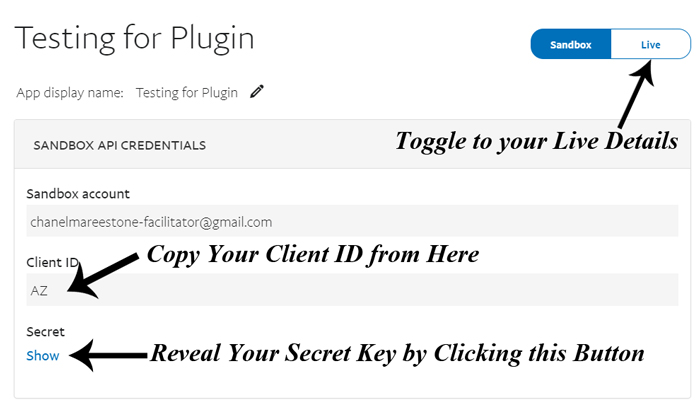 Paypal Standard Live Api Credentials